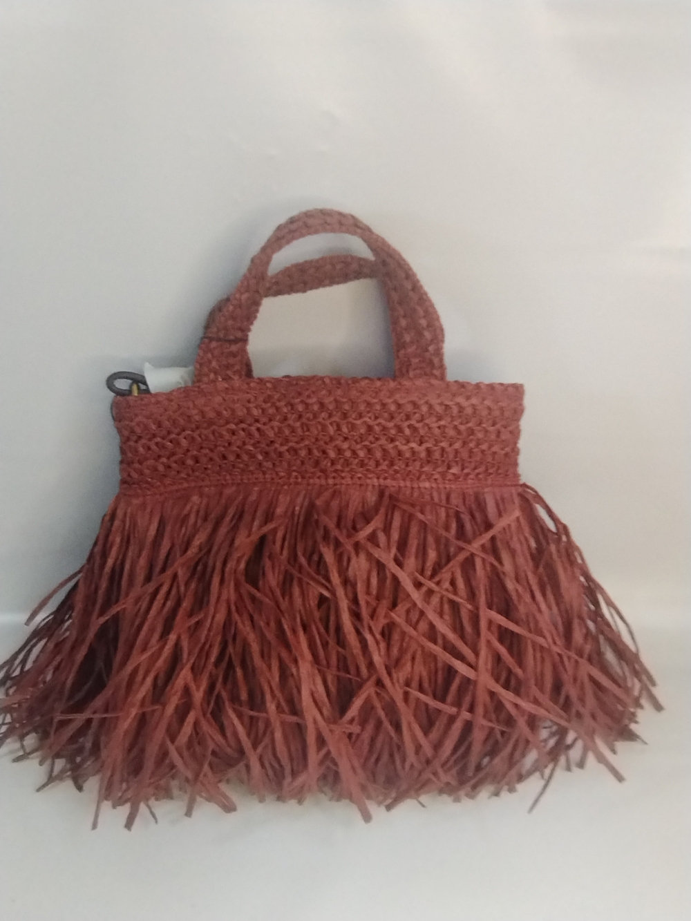Zara Rust Fringe Woven Kids Tote